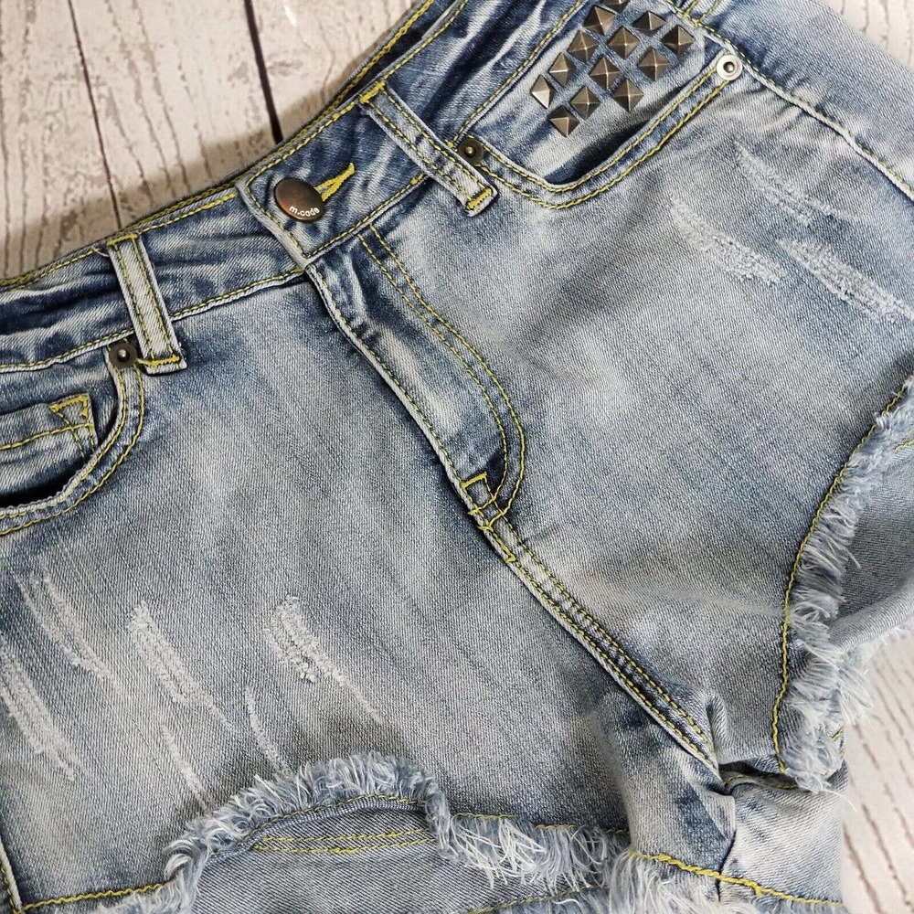 Mindcode Shorts Womens Small Blue Denim Skinny High Rise Cut Off Distressed - Picture 7 of 7
